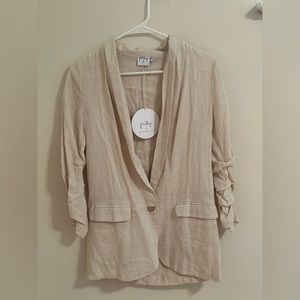 PRINCESS POLLY Freja Beige Linen Blazer